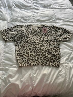 Leopard Print Short Sleeve Sweater Top - Sincerely Jules